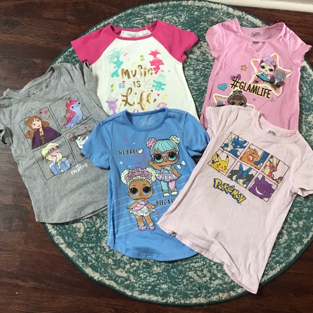 Character TShirt bundle! Size 5 LOL Pokémon Frozen